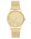 【送料無料】 ナインウェスト レディース 腕時計 アクセサリー Women's Quartz Gold-Tone Stainless Steel Mesh Band and Flower Pattern Watch 35mm Gold-Tone