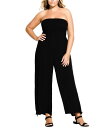 【送料無料】 シティーシック レディース ジャンプスーツ トップス Plus Size Smocked Wide Leg Jumpsuit Black
