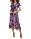 【送料無料】 ケンジー レディース ワンピース トップス Women's Printed Flutter-Sleeve Midi Dress Navy Mult...