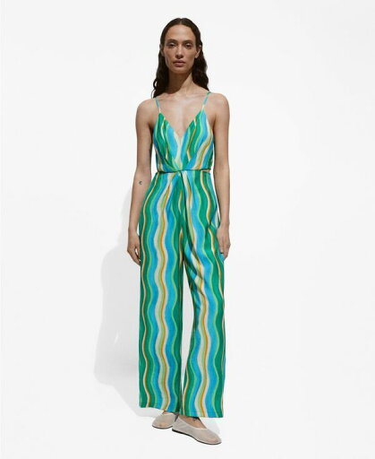 【送料無料】 マンゴ レディース ジャンプスーツ トップス Women's Long Printed Jumpsuit Green 【送料無料】 マンゴ レディース ジャンプスーツ トップス Women's Long Printed Jumpsuit Green