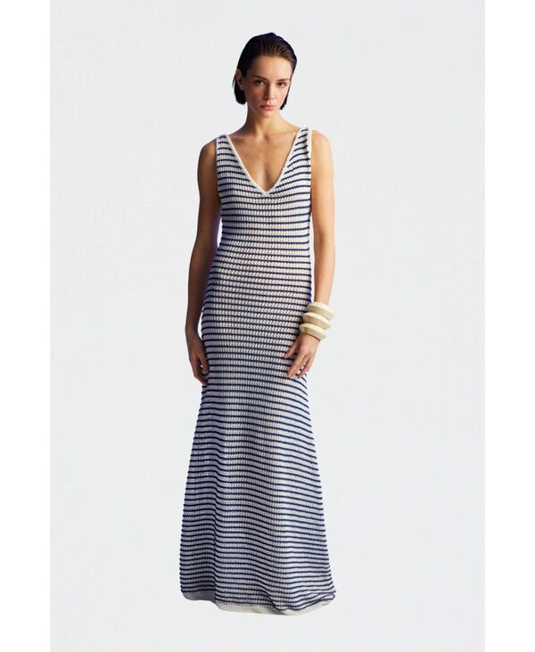 【送料無料】 ノクチューン レディース ワンピース トップス Women's Striped Long Dress Multi-colored