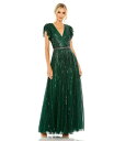 【送料無料】 マックダガル レディース ワンピース トップス Women's Sequined Wrap Over Ruffled Cap Sleeve Gow...