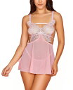 【送料無料】 ホーティ レディース ナイトウェア アンダーウェア Women’s 2 PC Babydoll Lingerie Set with Laced Butterfly Bodice and Mesh Skirt Pink(4)