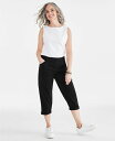 【送料無料】 スタイルアンドコー レディース カジュアルパンツ ボトムス Petite Pull-On Mid-Rise Rolled Cuff Capri Pants Deep Black