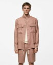 【送料無料】 マンゴ メンズ ジャケット・ブルゾン アウター Men's Linen Pockets Detail Overshirt Pastel Pink