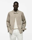【送料無料】 マンゴ メンズ ジャケット・ブルゾン アウター Men's Fluid Cotton Overshirt Khaki