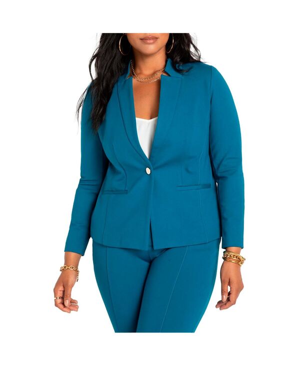 【送料無料】 エロクイ レディース ジャケット・ブルゾン アウター Plus Size The Ultimate Stretch Work Blazer Moroccan blue