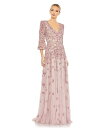 【送料無料】 マックダガル レディース ワンピース トップス Women's Embellished V Neck 3/4 Sleeve A Line Gown...