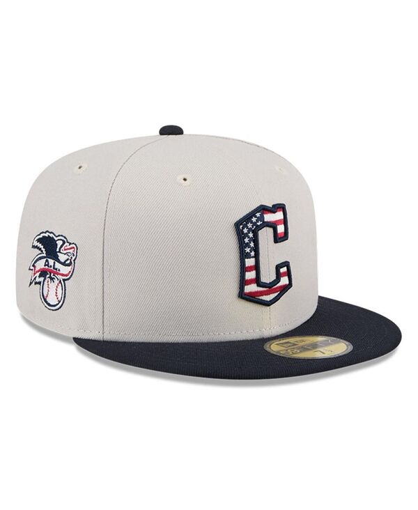 【送料無料】 ニューエラ メンズ 帽子 アクセサリー Men's Black Cleveland Guardians 2024 Fourth of July 59FIFTY Fitted Hat Khaki