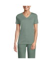 【送料無料】 ランズエンド レディース シャツ トップス Petite Relaxed Supima Cotton Short Sleeve V-Neck T-Shirt Lily pad green(4)