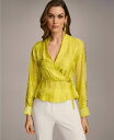 【送料無料】 ダナキャラン レディース シャツ トップス Women's Burnout Faux-Wrap Long-Sleeve Top Poison