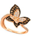 【送料無料】 ル ヴァン レディース リング アクセサリー Chocolate Diamond & Nude Diamond Double Butterfly ...