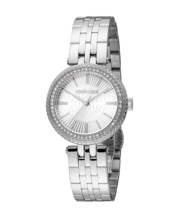 ロベルトカヴァリ レディース アクセサリー 腕時計 Tシャツ Roberto Cavalli Women's Quartz Silver-tone Stainless Steel Watch 30mm Silver シルバー