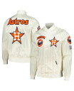 【送料無料】 プロスタンダード メンズ ジャケット・ブルゾン アウター Men's Cream Houston Astros Cooperstown Collection Pinstripe Retro Classic Satin Full-Snap Jacket Cream