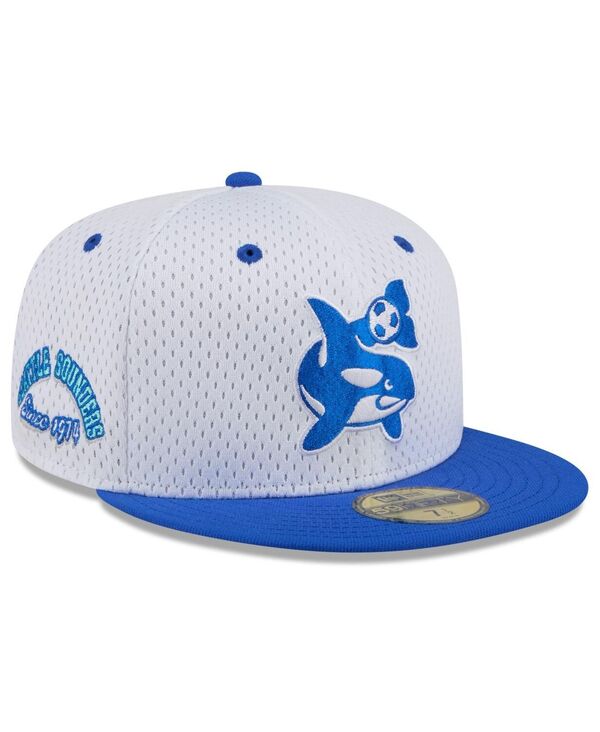 【送料無料】 ニューエラ メンズ 帽子 アクセサリー Men's White Seattle Sounders FC Throwback Mesh 59FIFTY Fitted Hat White