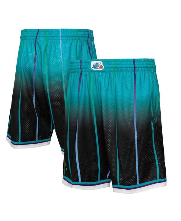 【送料無料】 ミッチェル&ネス メンズ ハーフパンツ・ショーツ ボトムス Men's Teal and Black Charlotte Hornets 1995/96 Hardwood Classics Fadeaway Reload 3.0 Swingman Shorts Teal Black