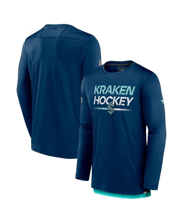 【送料無料】 ファナティクス メンズ Tシャツ トップス Men's Deep Sea Blue Seattle Kraken Authentic Pro Long Sleeve T-shirt Deep Sea Blue