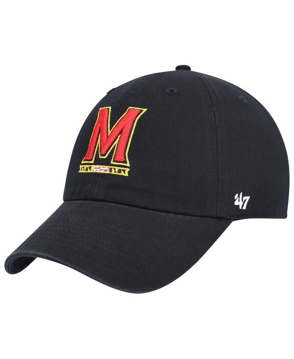 【送料無料】 47ブランド メンズ 帽子 アクセサリー Men's Black Maryland Terrapins Clean Up Adjustable Hat Black