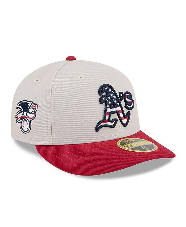 ニューエラ メンズ アクセサリー 帽子 New Era Men's Red Oakland Athletics 2024 Fourth of July Low Profile 59FIFTY Fitted Hat Khaki カーキ