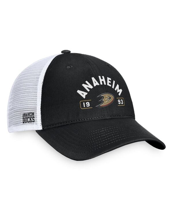 【送料無料】 ファナティクス メンズ 帽子 アクセサリー Men's Black/White Anaheim Ducks Free Kick Trucker Adjustable Hat Black White