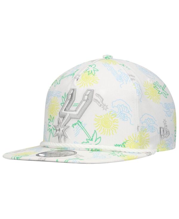 【送料無料】 ニューエラ メンズ 帽子 アクセサリー Men's White San Antonio Spurs Palm Trees and Waves Golfer Adjustable Hat White