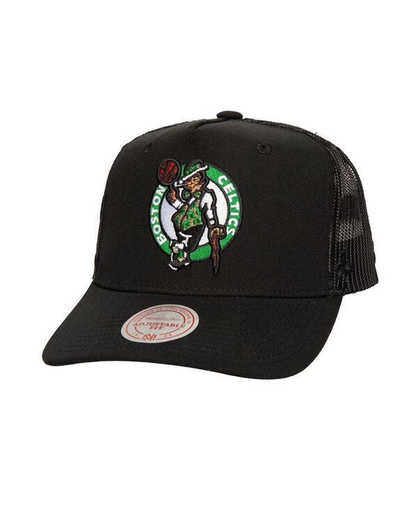 【送料無料】 ミッチェル&ネス メンズ 帽子 アクセサリー Men's Black Boston Celtics Monogram All-Over Logo Mesh Trucker Adjustable Hat Black