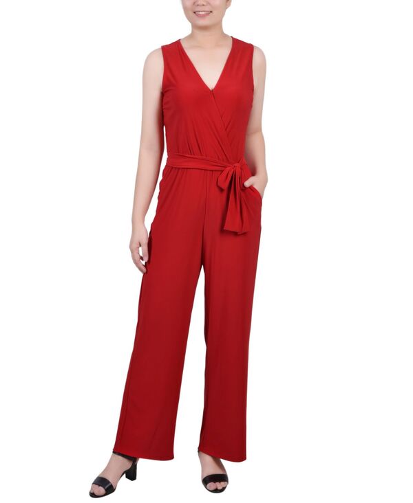 【送料無料】 ニューヨークコレクション レディース カジュアルパンツ ボトムス Petite Short Sleeveless Belted Jumpsuit Barbados Red