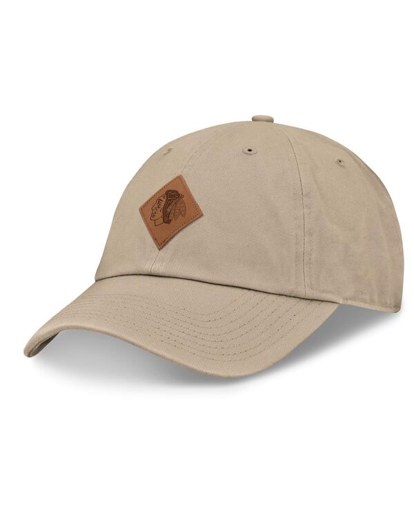 【送料無料】 ファナティクス メンズ 帽子 アクセサリー Men's Khaki Chicago Blackhawks Elements Unstructured Patch Leather Strapback Hat Khaki