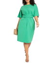 【送料無料】 エロクイ レディース ワンピース トップス Plus Size Cross Front Flutter Sleeve Dress Leprecha...