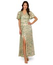 【送料無料】 アドリアナ パペル レディース ワンピース トップス Women's Foil Leaf Flutter-Sleeve Draped Gown S...