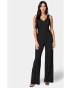 【送料無料】 ベベ レディース ジャンプスーツ トップス Women's Scuba Crepe V-Neck Jumpsuit Black