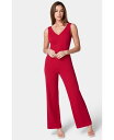 【送料無料】 ベベ レディース ジャンプスーツ トップス Women's Scuba Crepe V-Neck Jumpsuit Red