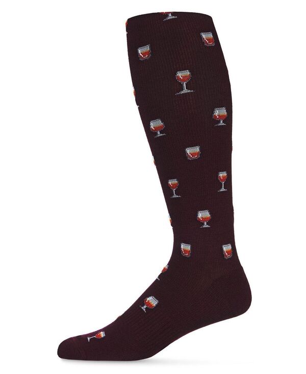 メモイ メンズ アンダーウェア 靴下 MeMoi Men's Brandy Compression Socks Burgundy バーガンディ