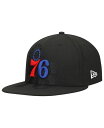 【送料無料】 ニューエラ メンズ 帽子 アクセサリー Men's Black Philadelphia 76ers Blackout Shadow Logo 59FIFTY Hat Black