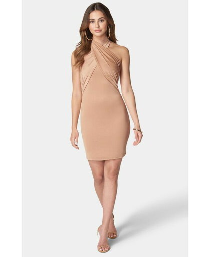 【送料無料】 ベベ レディース ワンピース トップス Women's Cross Front Halter Neck Mini Dress Almond 【送料無料】 ベベ レディース ワンピース トップス Women's Cross Front Halter Neck Mini Dress Almond