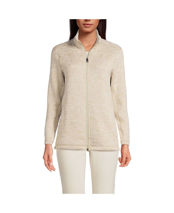【送料無料】 ランズエンド レディース ジャケット・ブルゾン アウター Women's Sweater Fleece Jacket Antique alabaster heather