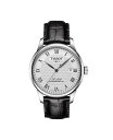 eB\bg Y rv ANZT[ Men's Swiss Automatic T-Classic Le Locle Powermatic 80 Black Leather Strap Watch 39.3mm No Color