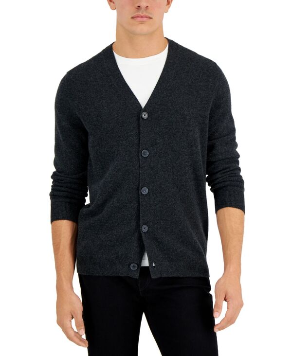 クラブルーム メンズ アウター ニット・セーター Vネック カーディガン Club Room Men's Cashmere V-Neck Cardigan Dark Charcoal Heather チャコール(4)