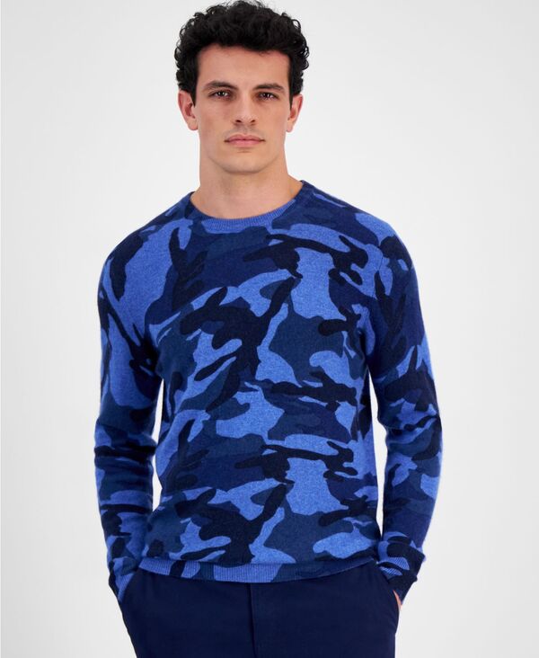 【送料無料】 クラブルーム メンズ ニット・セーター アウター Men's Printed Camo Cashmere Sweater Created for Macy's Navy Blue Combo