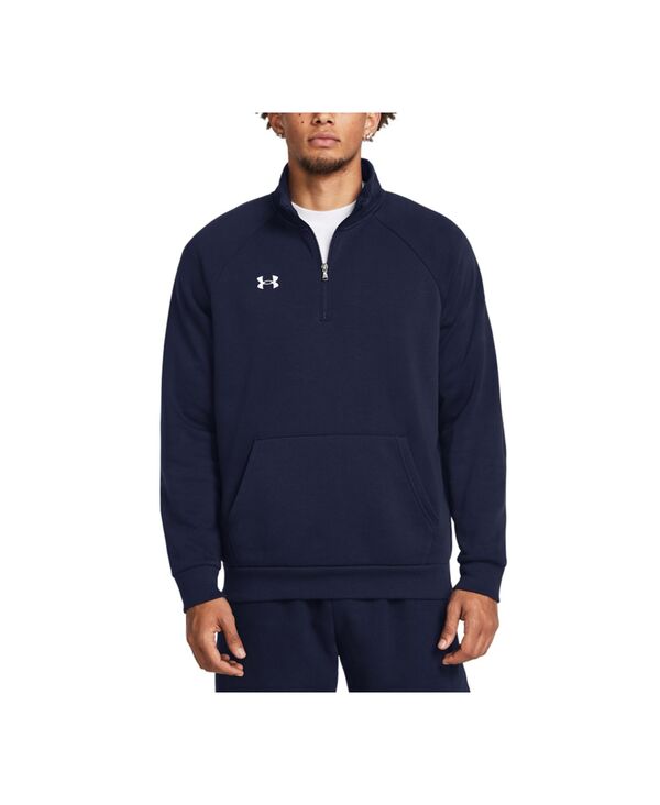 【送料無料】 アンダーアーマー メンズ パーカー・スウェット アウター Men's Rival Fleece Quarter-Zip Pullover Navy / Wht