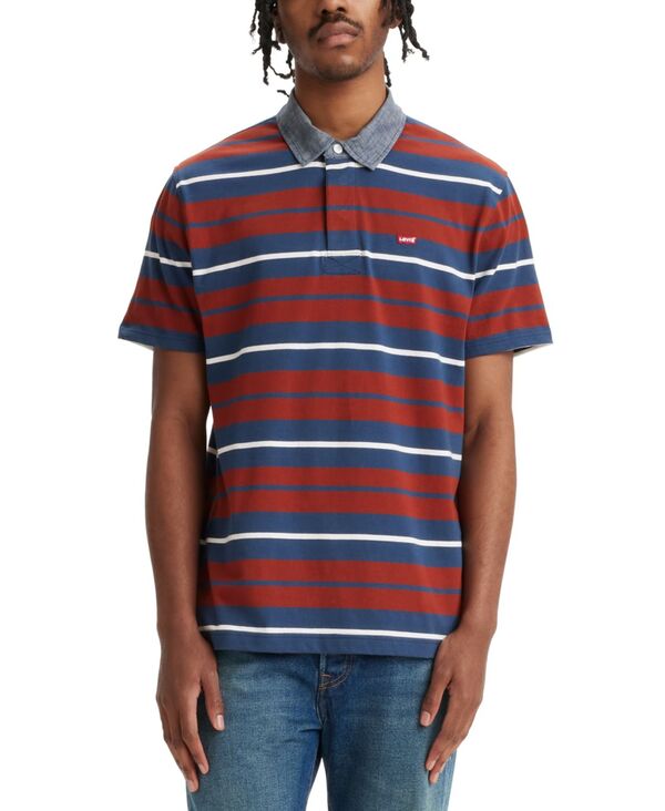 【送料無料】 リーバイス メンズ シャツ トップス Men's Relaxed-Fit Short Sleeve Striped Rugby Shirt Quinton St