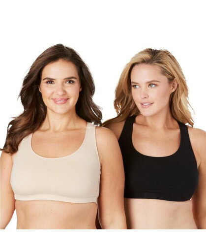 【送料無料】 コンフォート チョイス レディース ブラジャー アンダーウェア Plus Size Wireless Sport Bra 2-Pack Basic pack 【送料無料】 コンフォート チョイス レディース ブラジャー アンダーウェア Plus Size Wireless Sport Bra 2-Pack Basic pack