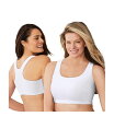 【送料無料】 コンフォート チョイス レディース ブラジャー アンダーウェア Plus Size Wireless Sport Bra 2-Pack White...