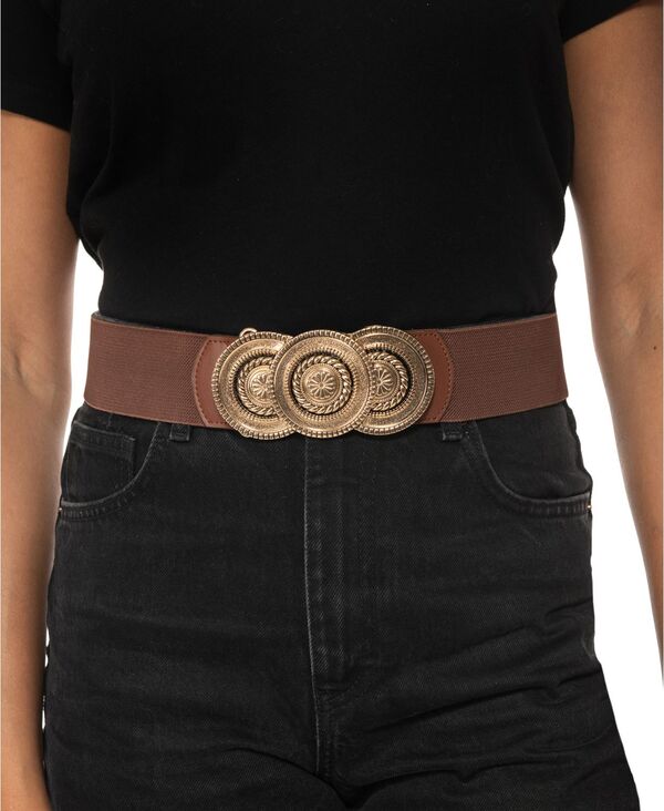 【送料無料】 アイ.エヌ.シー インターナショナル コンセプト レディース ベルト アクセサリー Round-Buckle Stretch Belt Created for Macy's Brown