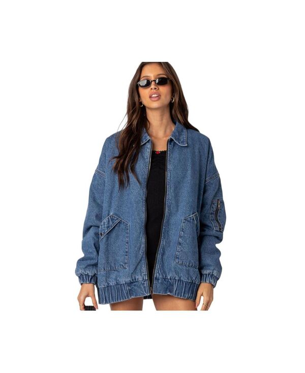 【送料無料】 アディクテッド レディース ジャケット・ブルゾン アウター Women's Sophie oversized washed denim coat Blue-washed