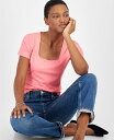 【送料無料】 On 34th レディース シャツ トップス Women's Cap-Sleeve Square-Neck Tee Created for Macy's Strawberry Ice(4)