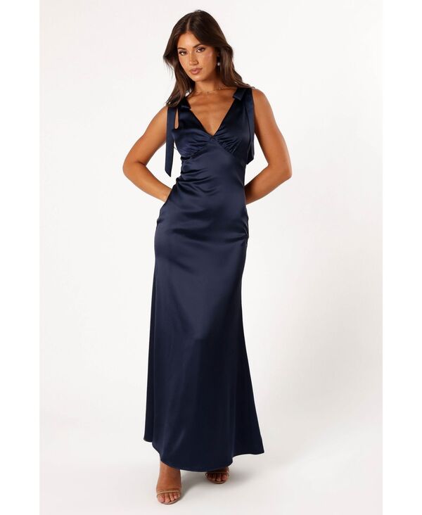 【送料無料】 Petal and Pup レディース ワンピース トップス Women's Xavier Bow Shoulder Maxi Dress Navy