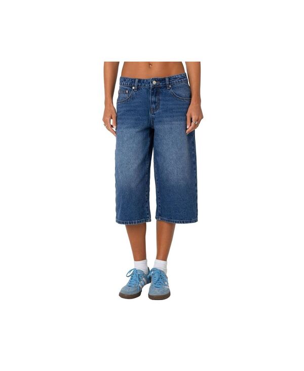 【送料無料】 アディクテッド レディース ハーフパンツ・ショーツ ボトムス Women's Xtra Long low rise denim bermuda shorts Blue-washed