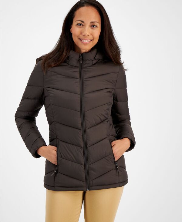 チャータークラブ レディース アウター ジャケット・ブルゾン コート Charter Club Women's Packable Hooded Puffer Coat Chocolate チョコレート