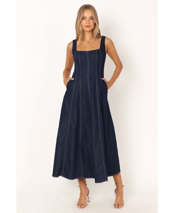 【送料無料】 Petal and Pup レディース ワンピース トップス Women's Callum Midi Dress Dark denim